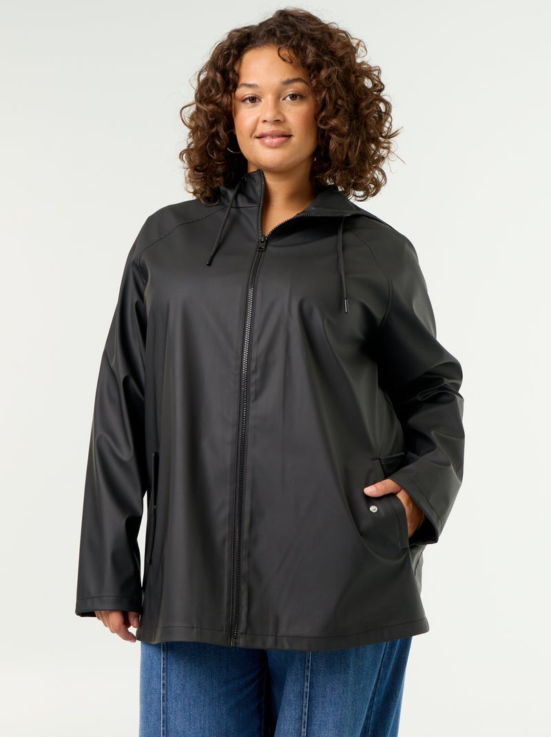 Parka com capuz repelente de água Preto - Kiabi