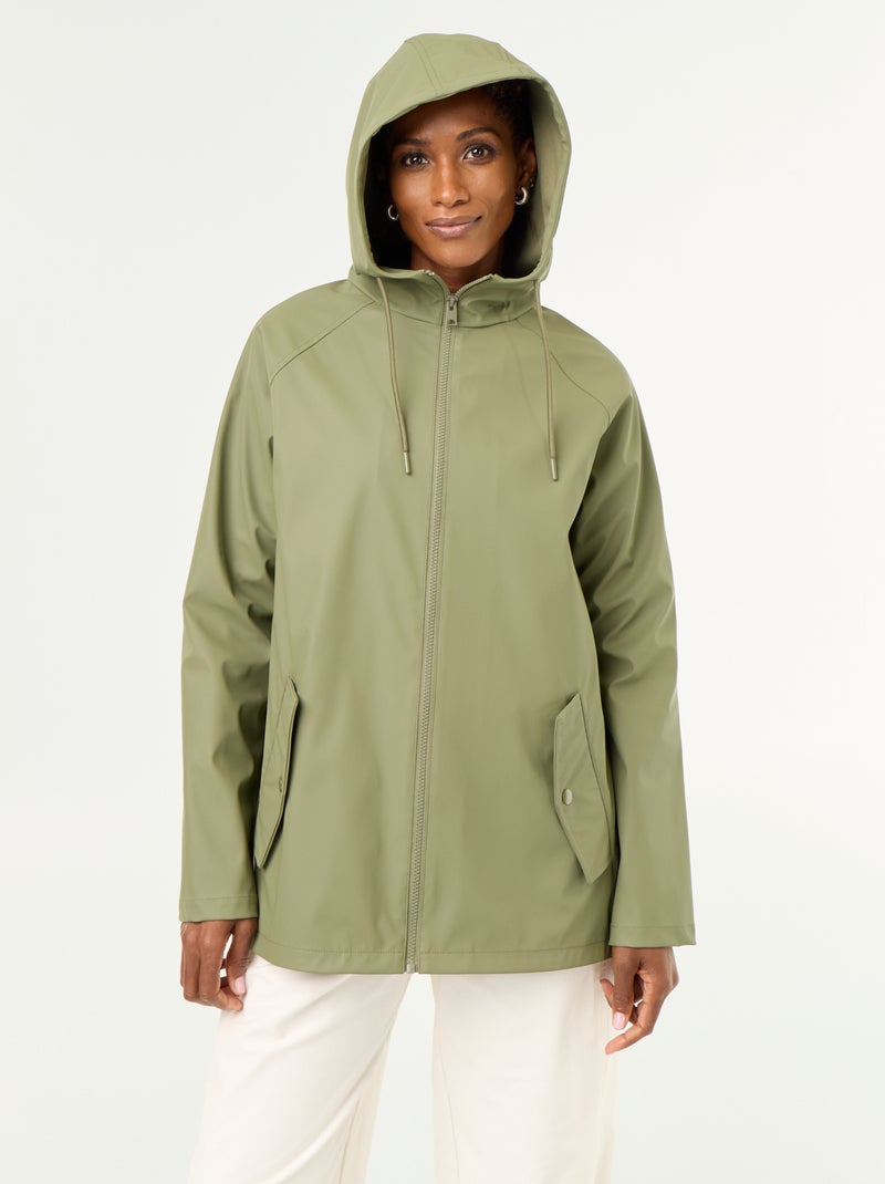 Parka com capuz repelente de água Verde - Kiabi