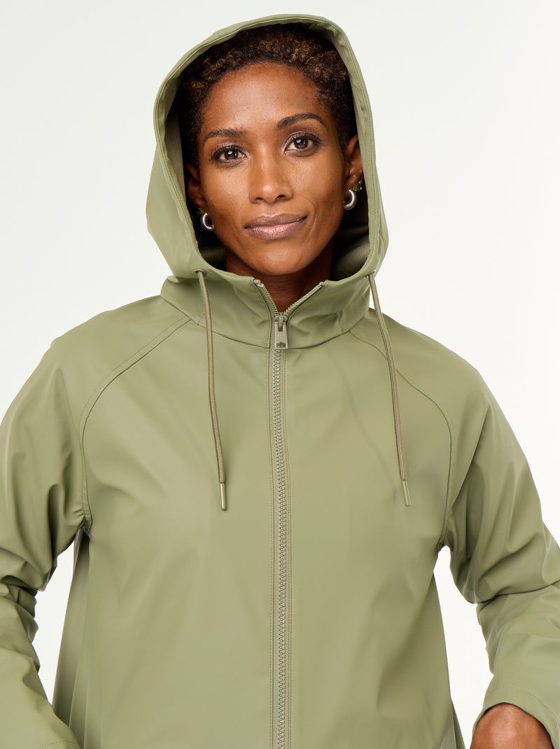 Parka com capuz repelente de água Verde - Kiabi
