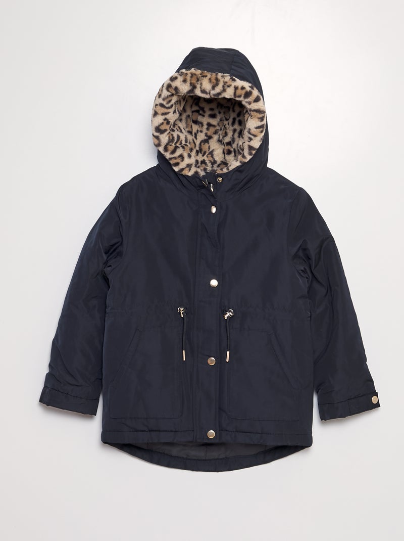 Parka com imitação de pelo leopardo Preto - Kiabi
