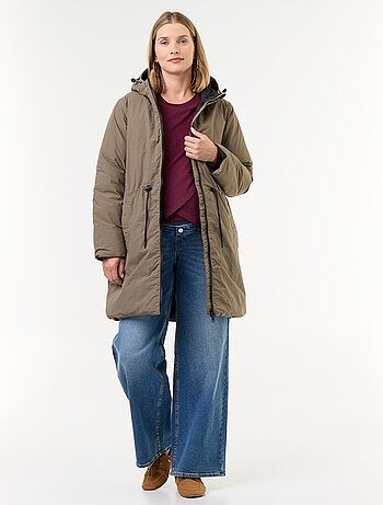 Parka comprida acolchoada com capuz