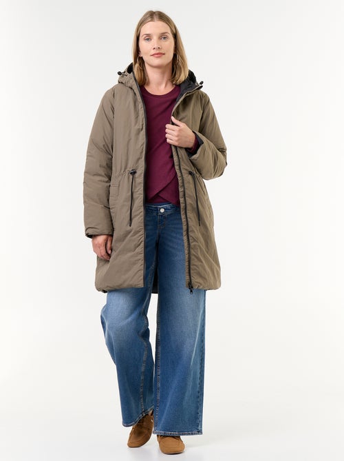 Parka comprida acolchoada com capuz - Kiabi