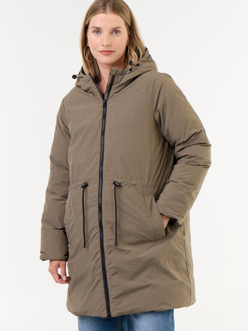 Parka comprida acolchoada com capuz Verde - Kiabi