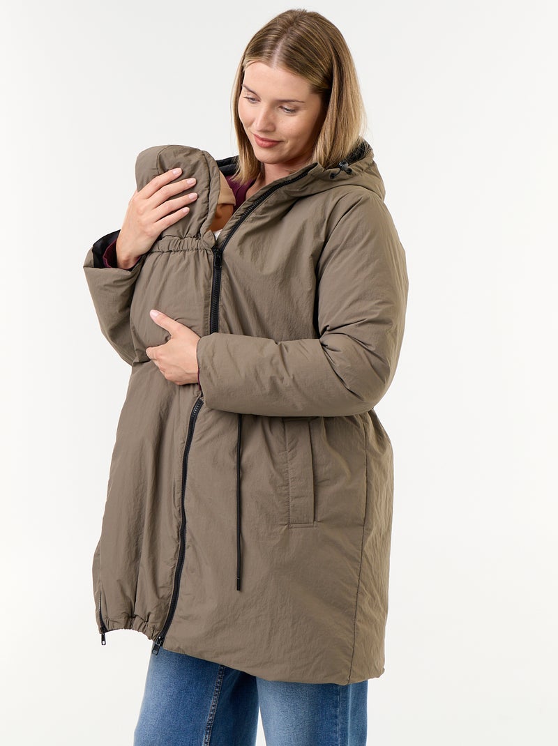 Parka comprida acolchoada com capuz Verde - Kiabi
