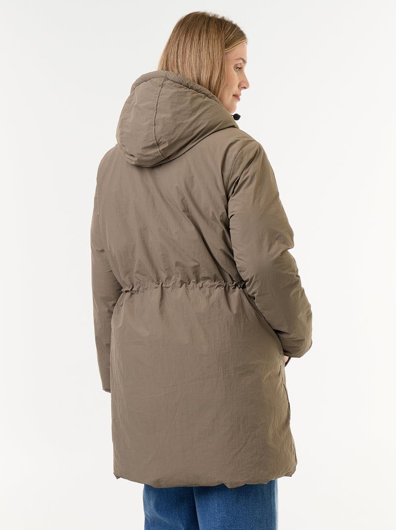 Parka comprida acolchoada com capuz Verde - Kiabi