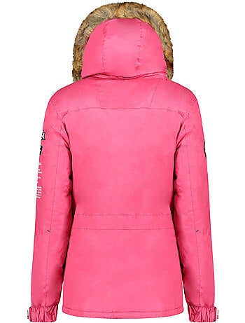 Parka comprida ajustada com capuz e pelo sintético banapeak – canadian peak
