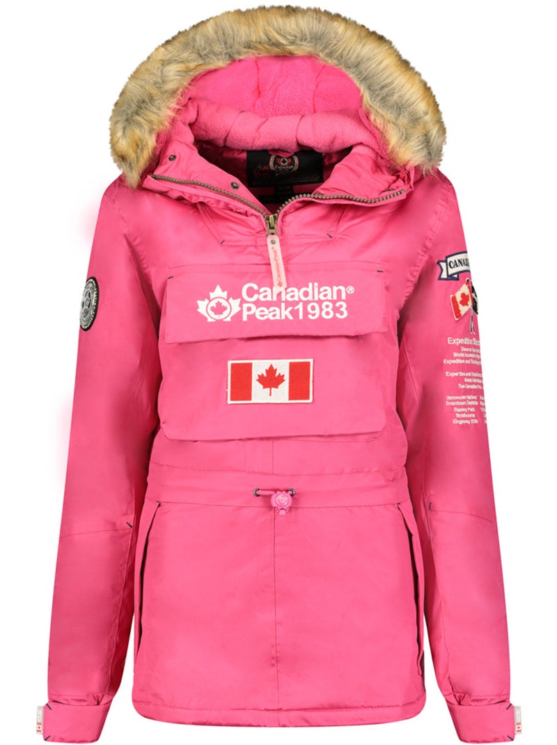 Parka comprida ajustada com capuz e pelo sintético banapeak – canadian peak Rosa-fúcsia - Kiabi