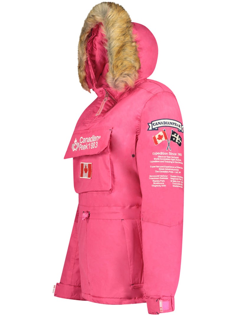 Parka comprida ajustada com capuz e pelo sintético banapeak – canadian peak Rosa-fúcsia - Kiabi
