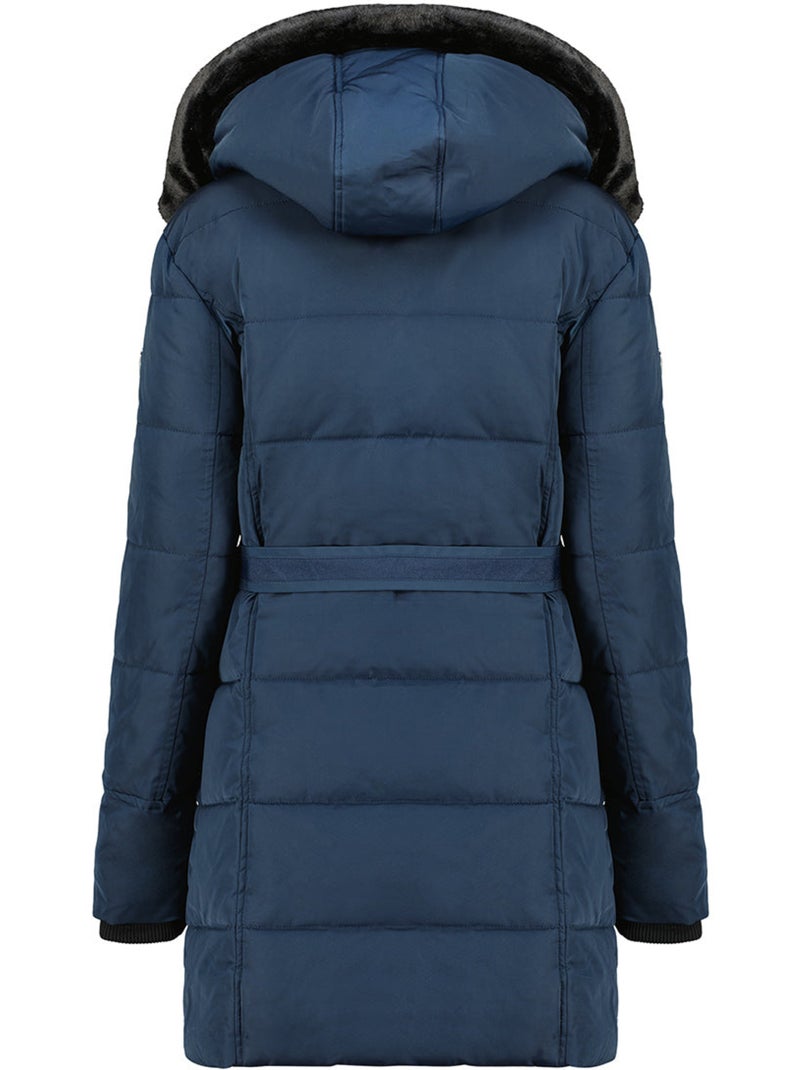 Parka comprida com capuz amovível e pelo sintético bettineak – canadian peak Azul-marinho - Kiabi