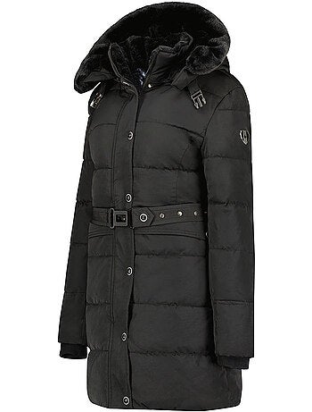 Parka comprida com capuz amovível e pelo sintético bettineak – canadian peak
