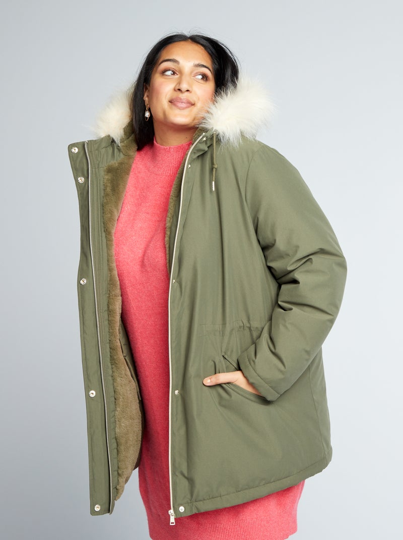 Parka comprida com capuz CAQUI - Kiabi