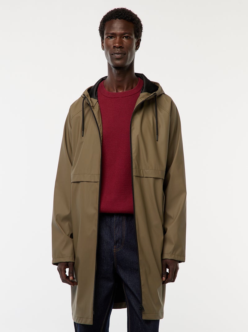 Parka comprida com capuz "Déferlante" Caqui - Kiabi