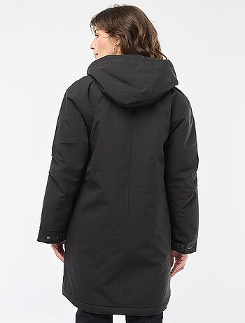 Parka comprida com capuz e forro efeito ovelha