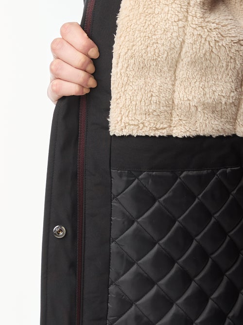 Parka comprida com capuz e forro efeito ovelha - Kiabi