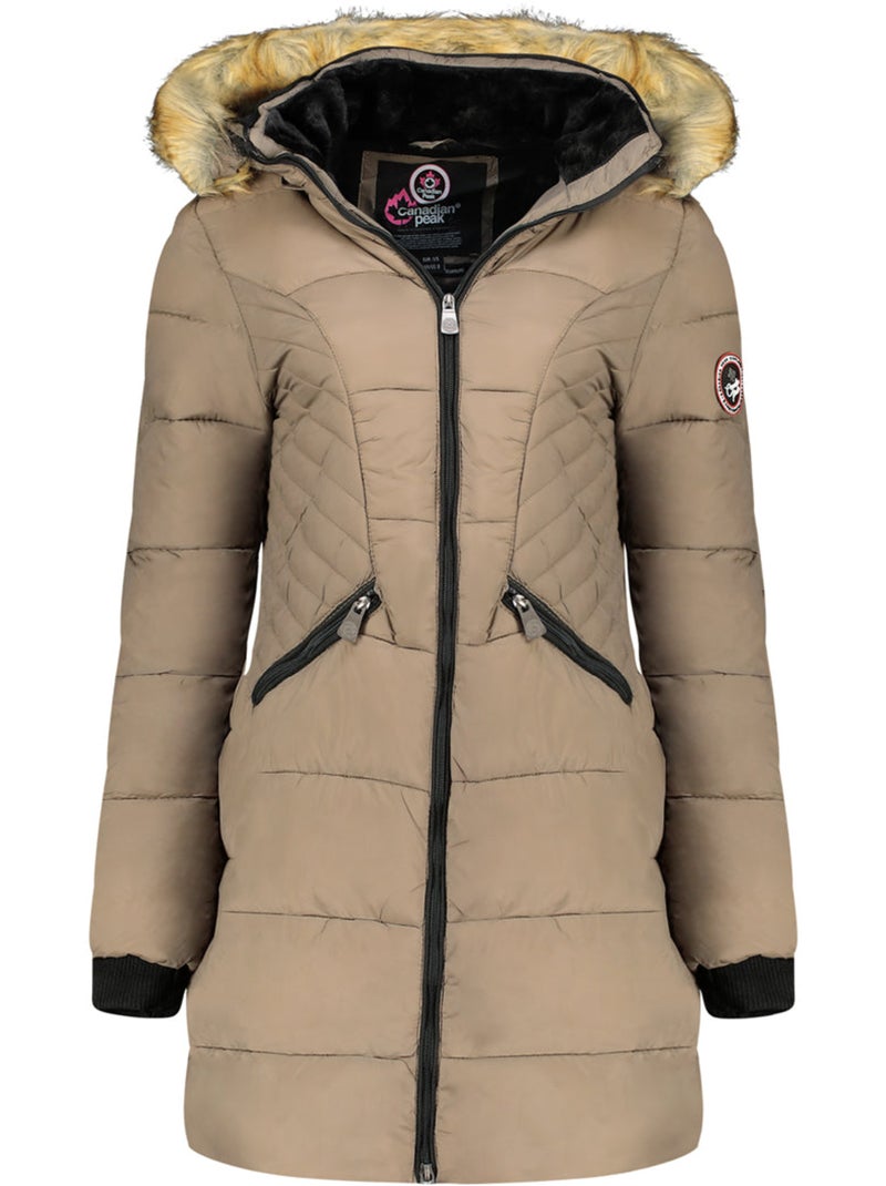 Parka comprida com capuz e pelo sintético akapeak – canadian peak Toupe - Kiabi