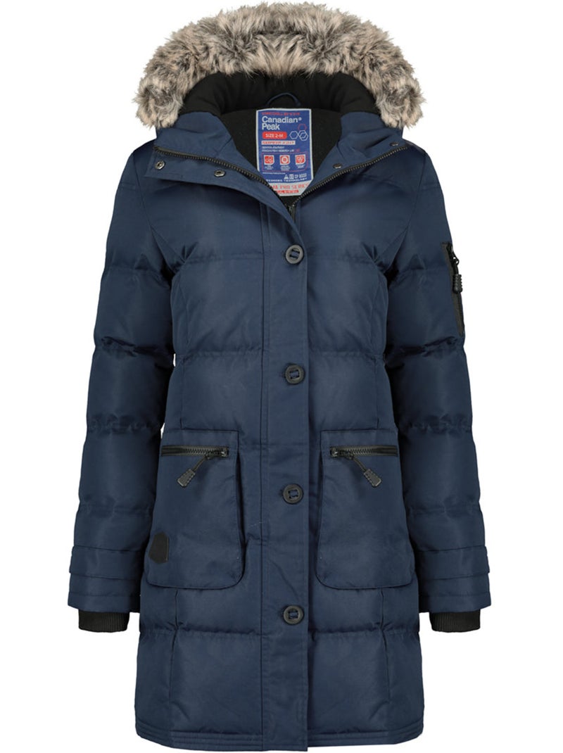 Parka comprida com capuz e pelo sintético axelus – canadian peak Azul-marinho - Kiabi