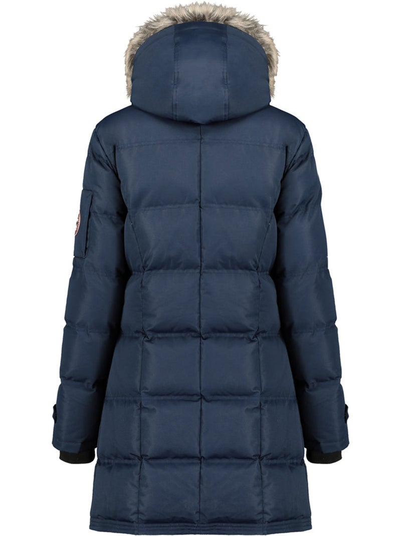 Parka comprida com capuz e pelo sintético axelus – canadian peak Azul-marinho - Kiabi