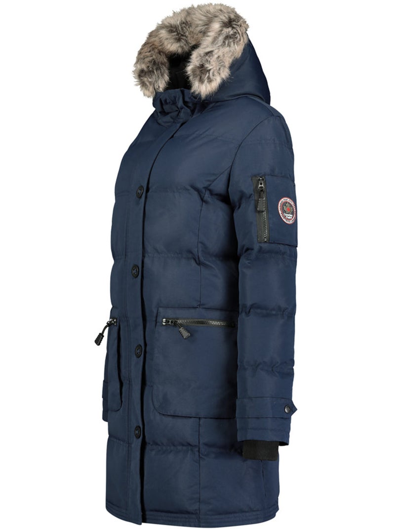 Parka comprida com capuz e pelo sintético axelus – canadian peak Azul-marinho - Kiabi