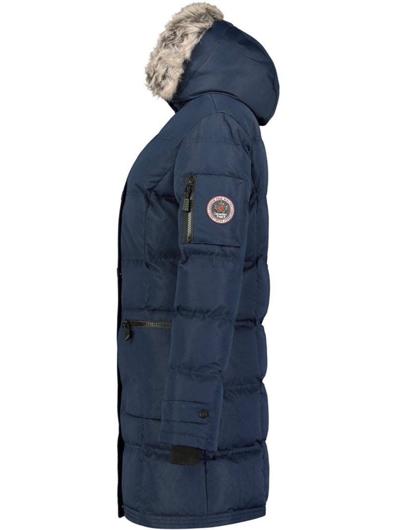 Parka comprida com capuz e pelo sintético axelus – canadian peak Azul-marinho - Kiabi