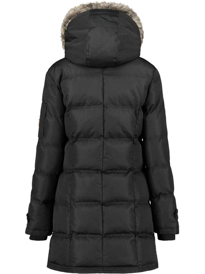 Parka comprida com capuz e pelo sintético axelus – canadian peak Preto - Kiabi