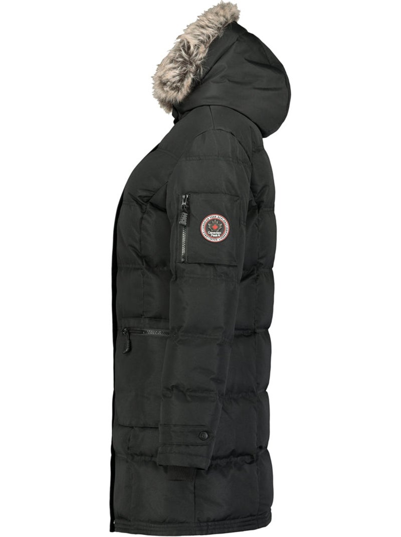 Parka comprida com capuz e pelo sintético axelus – canadian peak Preto - Kiabi