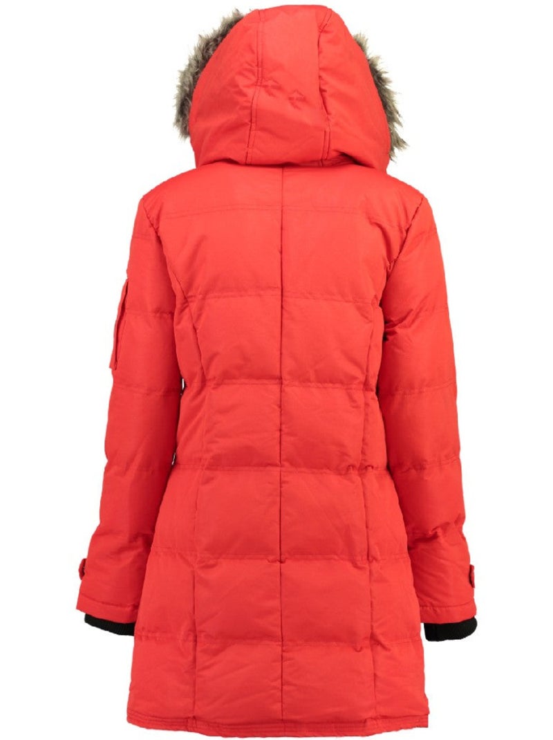 Parka comprida com capuz e pelo sintético axelus – canadian peak Vermelho - Kiabi