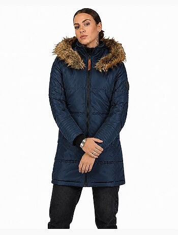Parka comprida com capuz e pelo sintético beauty – canadian peak