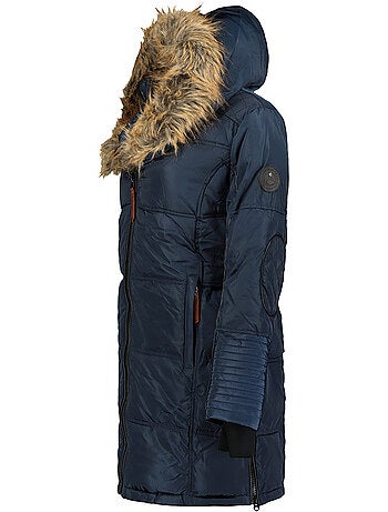 Parka comprida com capuz e pelo sintético beauty – canadian peak