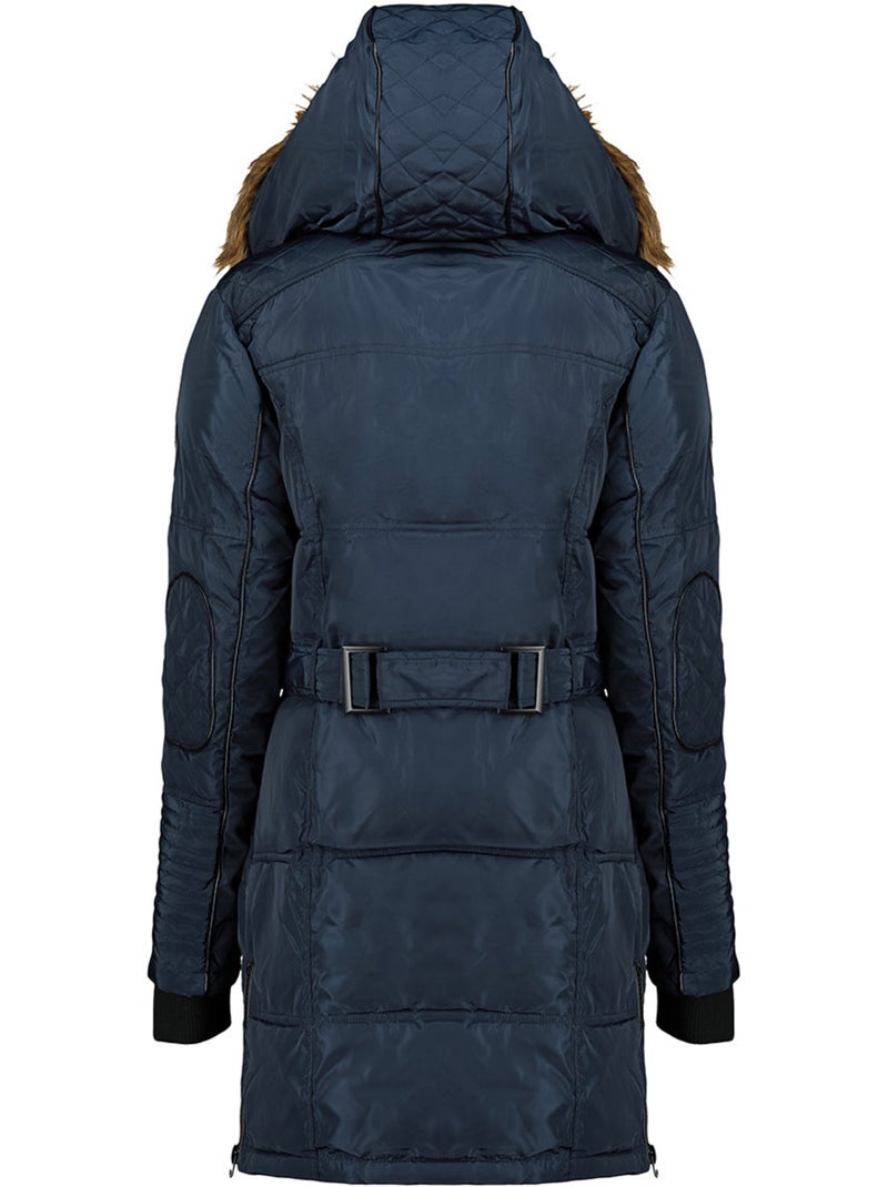 Parka comprida com capuz e pelo sintético beauty – canadian peak Azul-marinho - Kiabi