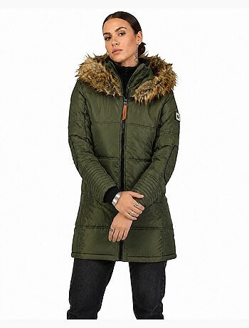 Parka comprida com capuz e pelo sintético beauty – canadian peak