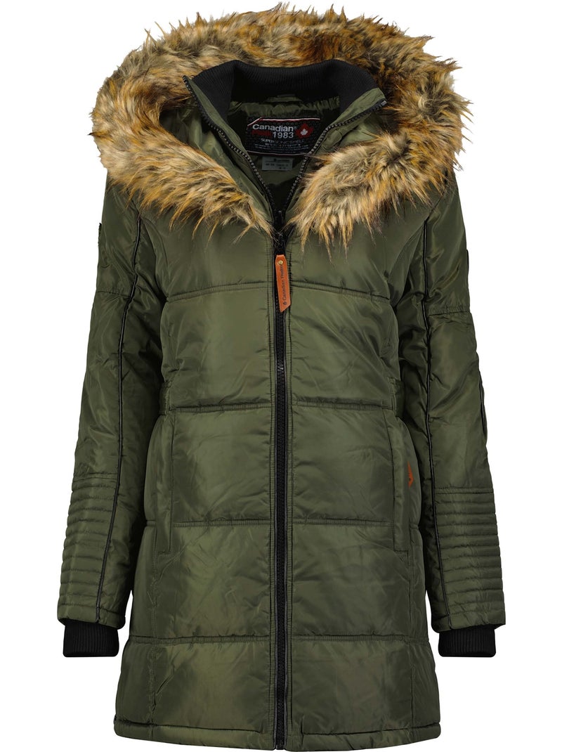 Parka comprida com capuz e pelo sintético beauty – canadian peak Cáqui - Kiabi