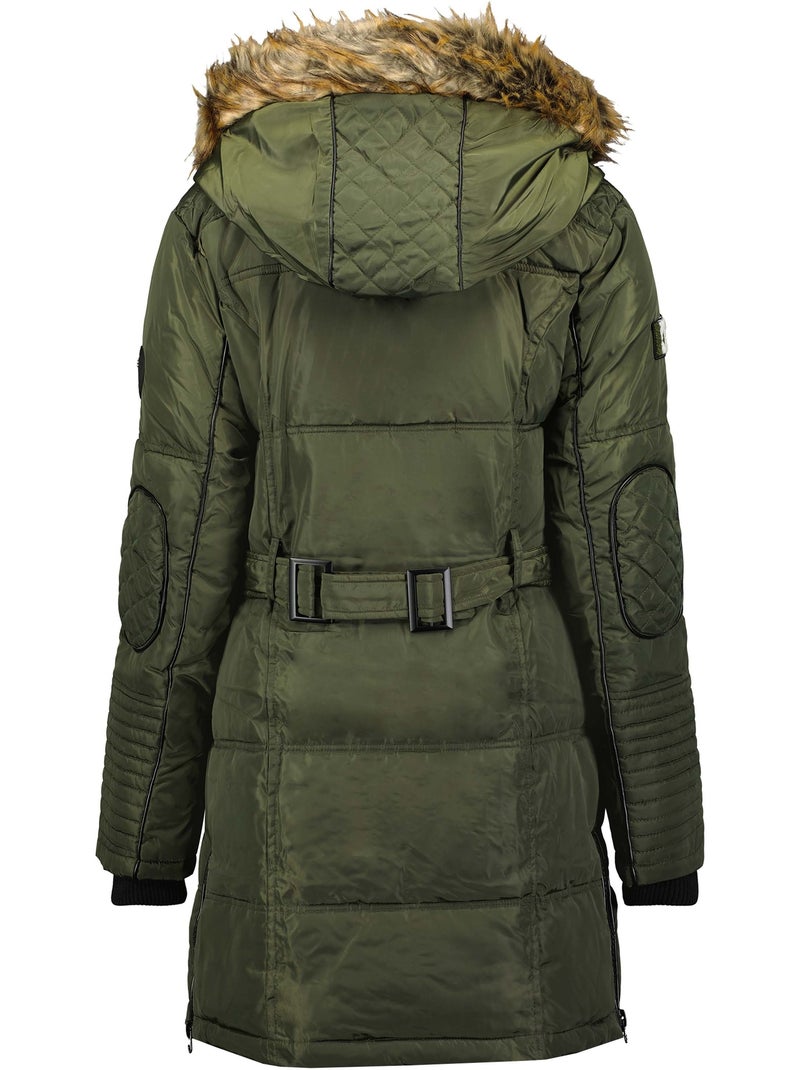 Parka comprida com capuz e pelo sintético beauty – canadian peak Cáqui - Kiabi