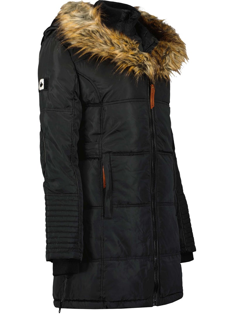 Parka comprida com capuz e pelo sintético beauty – canadian peak Preto - Kiabi