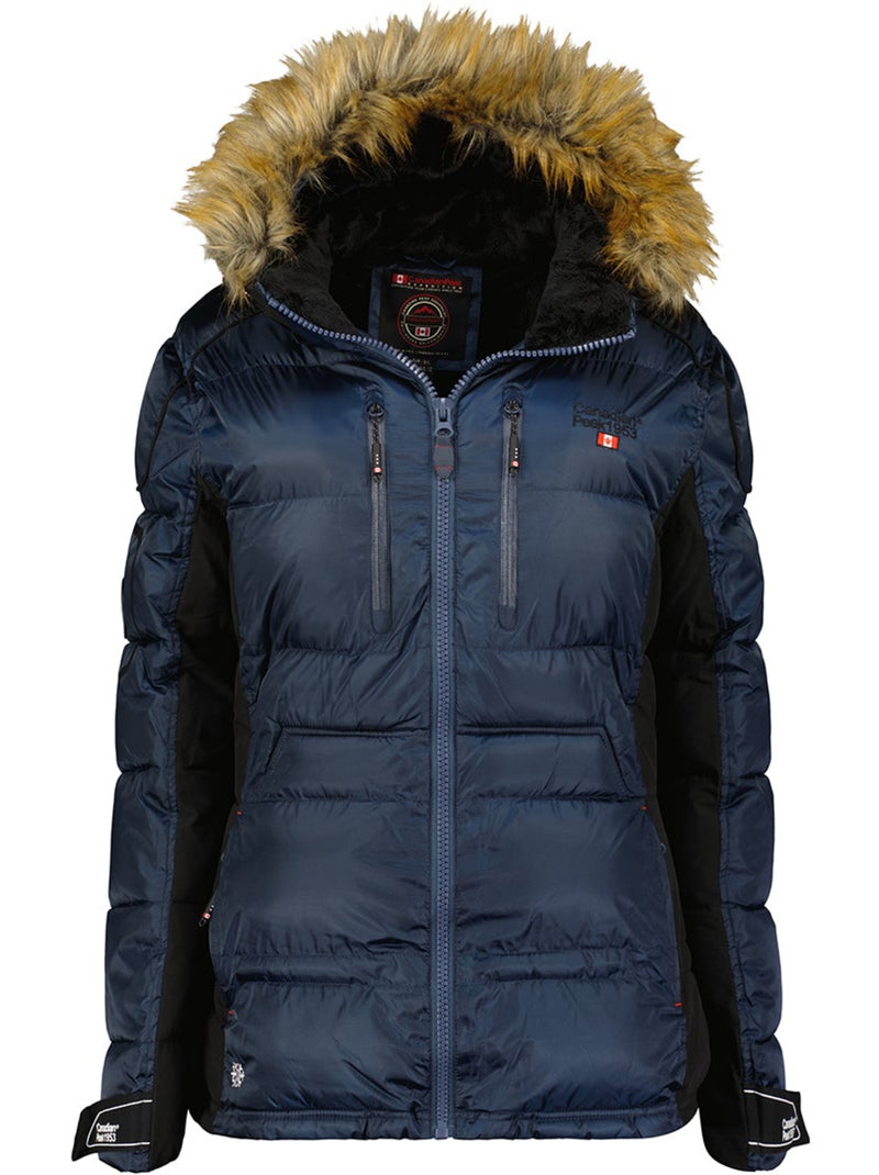 Parka comprida com capuz e pelo sintético bersileak – canadian peak Azul-marinho - Kiabi