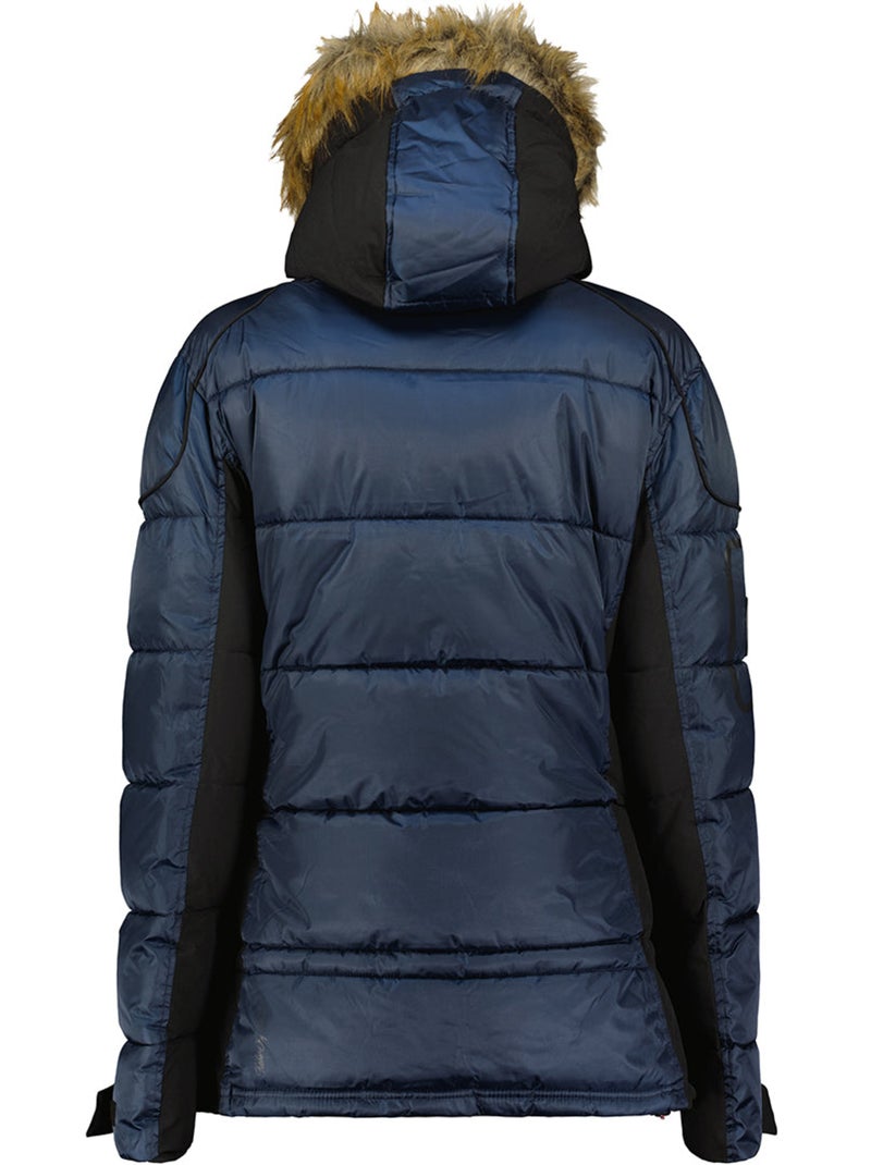 Parka comprida com capuz e pelo sintético bersileak – canadian peak Azul-marinho - Kiabi