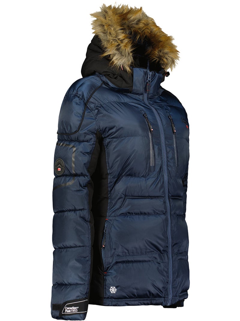 Parka comprida com capuz e pelo sintético bersileak – canadian peak Azul-marinho - Kiabi