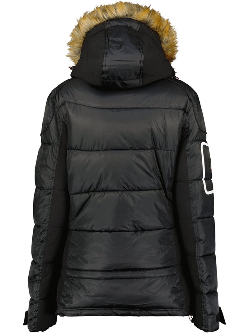 Parka comprida com capuz e pelo sintético bersileak – canadian peak Preto - Kiabi