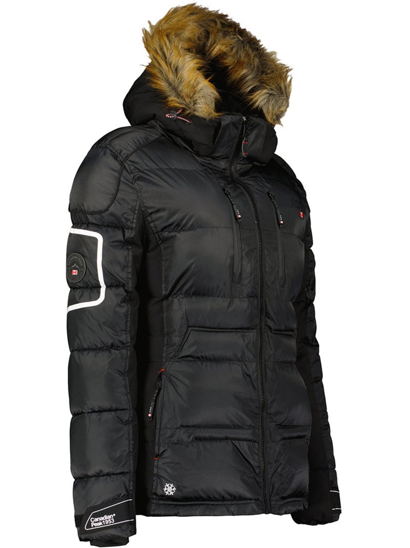 Parka comprida com capuz e pelo sintético bersileak – canadian peak Preto - Kiabi