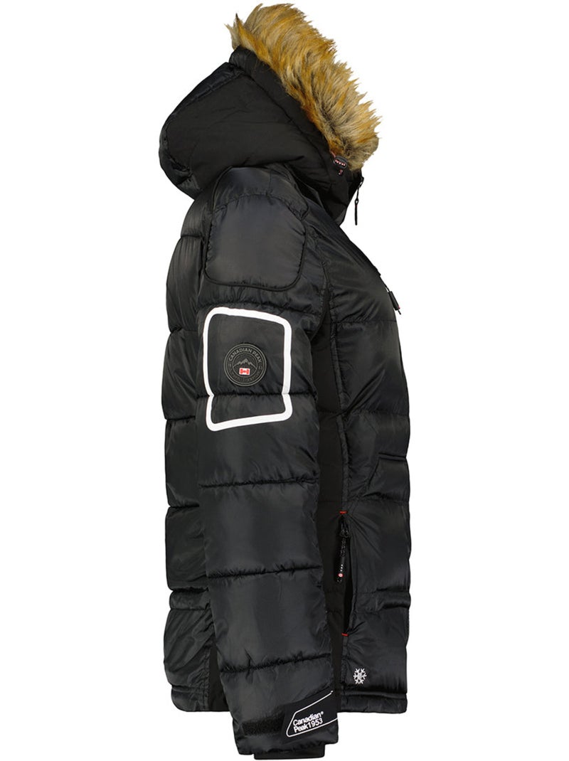 Parka comprida com capuz e pelo sintético bersileak – canadian peak Preto - Kiabi