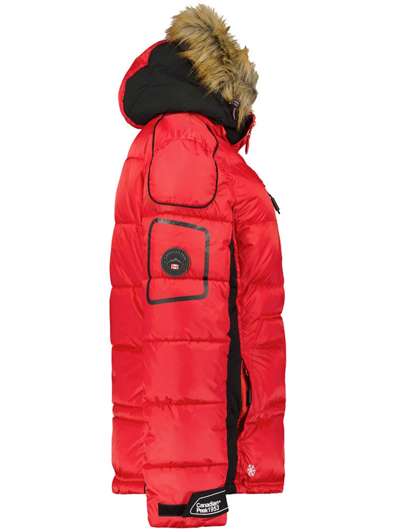 Parka comprida com capuz e pelo sintético bersileak – canadian peak Vermelho - Kiabi