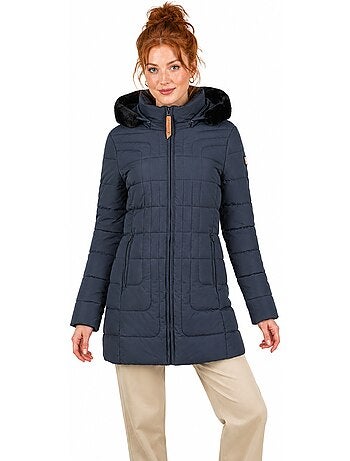Parka comprida com capuz e pelo sintético braceleak – canadian peak