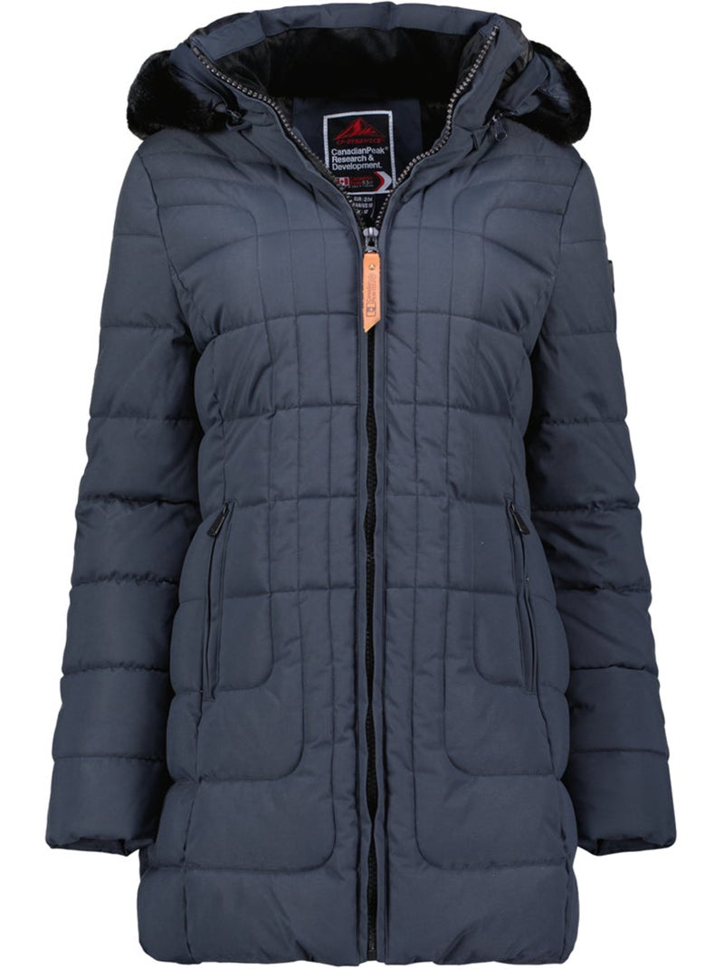 Parka comprida com capuz e pelo sintético braceleak – canadian peak Azul-marinho - Kiabi