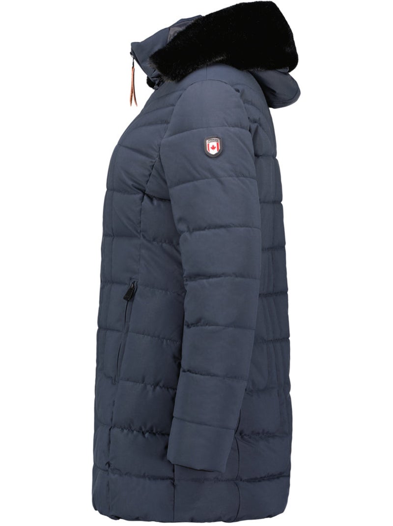 Parka comprida com capuz e pelo sintético braceleak – canadian peak Azul-marinho - Kiabi