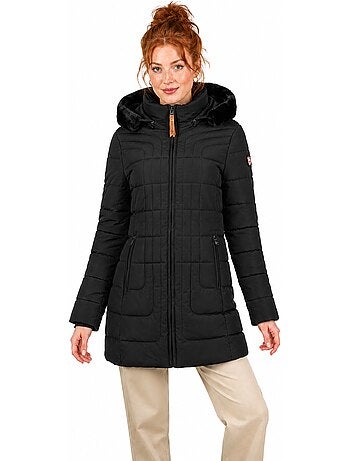 Parka comprida com capuz e pelo sintético braceleak – canadian peak