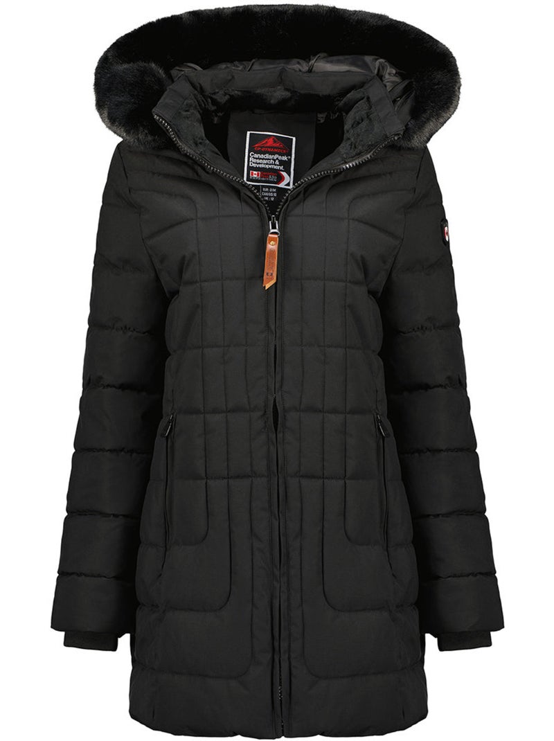 Parka comprida com capuz e pelo sintético braceleak – canadian peak Preto - Kiabi