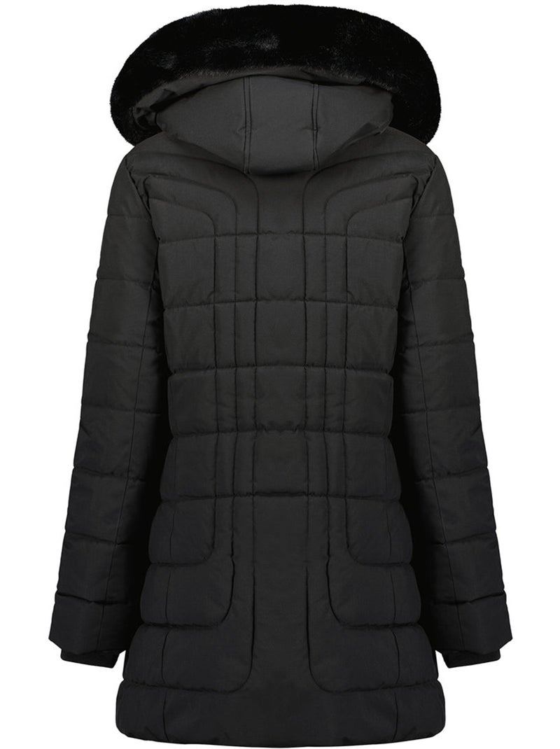 Parka comprida com capuz e pelo sintético braceleak – canadian peak Preto - Kiabi
