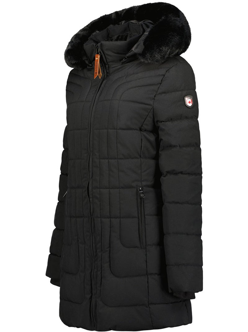 Parka comprida com capuz e pelo sintético braceleak – canadian peak Preto - Kiabi