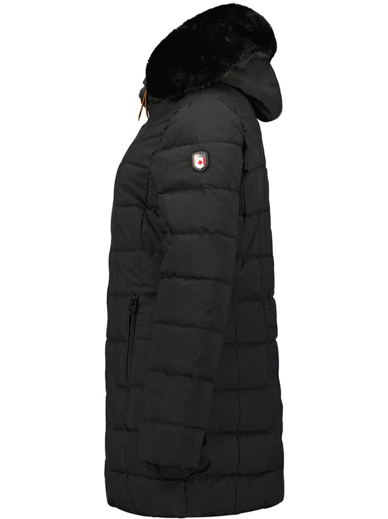 Parka comprida com capuz e pelo sintético braceleak – canadian peak Preto - Kiabi
