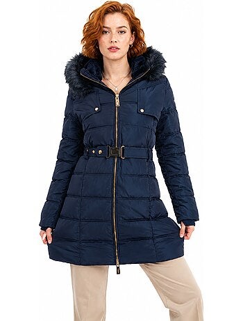 Parka comprida com capuz e pelo sintético diamentereak – canadian peak