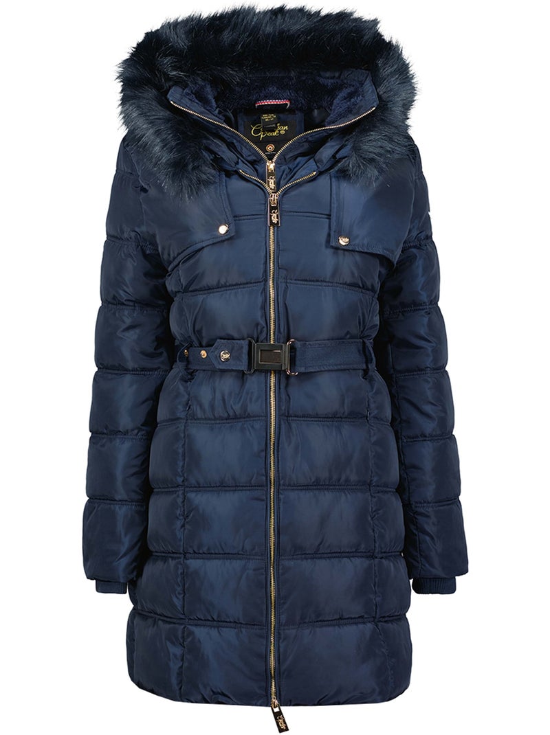 Parka comprida com capuz e pelo sintético diamentereak – canadian peak Azul-marinho - Kiabi